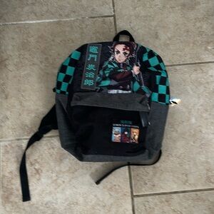 Demon Slayer: Kimetsu No Yaiba Tanjiro Kamado Teal Checkered Backpack
